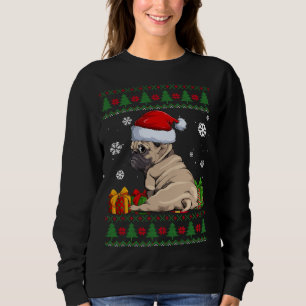 Sweatshirt Amoureux de chien drôle Carlin mignon Santa Hat ma