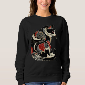 Sweatshirt Amoureux de fleurs Kitten Vintage traditionnel jap