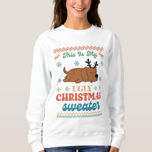 Sweatshirt Amoureux de les chiens affreux pull de Noël (Devant)