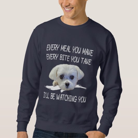 Sweatshirt Amoureux de les chiens| Mignons Maltais Chaque Rep (Devant)