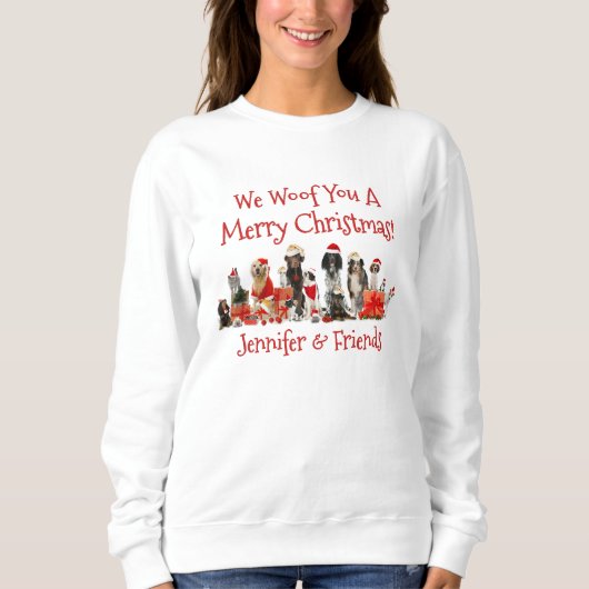 Sweatshirt Amoureux de les chiens Noël, Ajouter un nom (Devant)