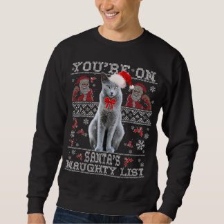 Sweatshirt Amoureux des chats bleu russe Xmas laide