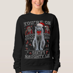 Sweatshirt Amoureux des chats bleu russe Xmas laide