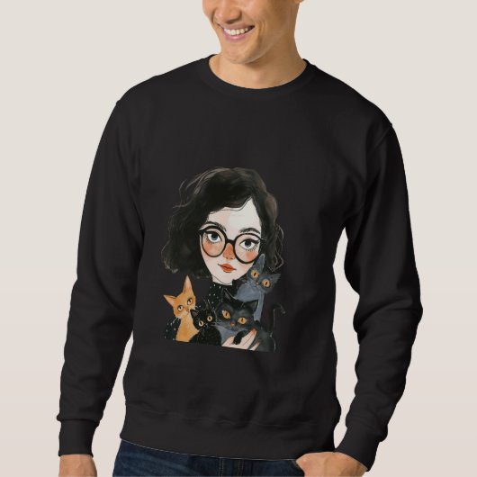 Sweatshirt Amoureux des chats cite la dame du chat (Devant)
