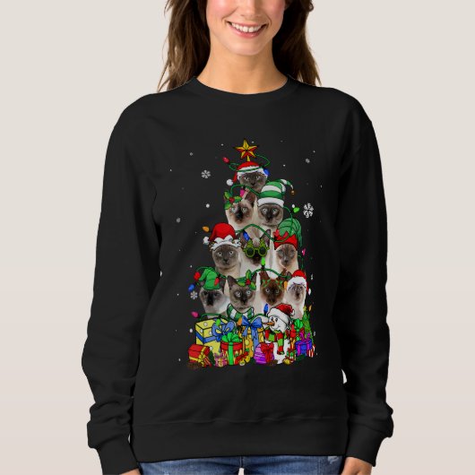 Sweatshirt Amoureux des chats Funny Siamese Arbre Lumière de  (Devant)