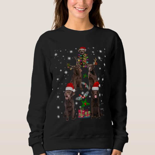 Sweatshirt Amoureux des chiens| Arbre de Noël du Labrador au  (Devant)
