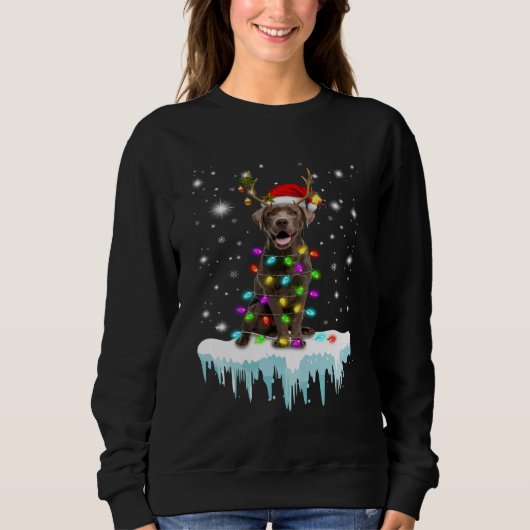 Sweatshirt Amoureux des chiens| Chocolat Labrador Christmas L (Devant)