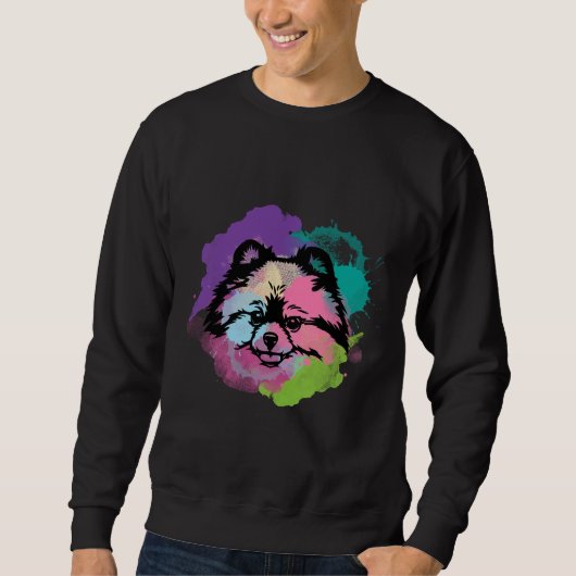 Sweatshirt Amoureux des chiens I Splash Art Pomeranian (Devant)