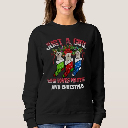 Sweatshirt Amoureux des chiens |Juste Une Fille Qui Aime Noël (Devant)