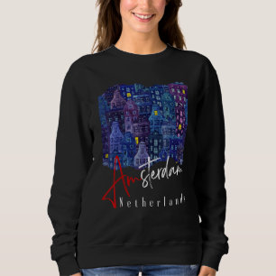 Sweatshirt Amsterdam À La Nuit Pays-Bas Holland Amsterdam