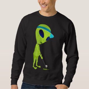 Sweatshirt Amusant Alien Jouer Golf Parodie Golfer UFO Golf