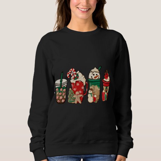 Sweatshirt Amusant café de Noël Cute Snowman Latte Xm (Devant)