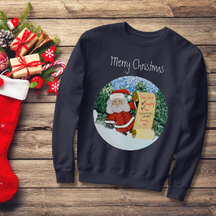Sweatshirt Amusant Cher Père Noël Naughty ou Nice Lettre laid