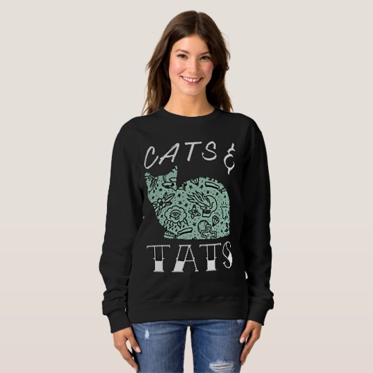 Sweatshirt Amusant Cute Chats & Tats Tatouages Art Feline Des (Devant entier)
