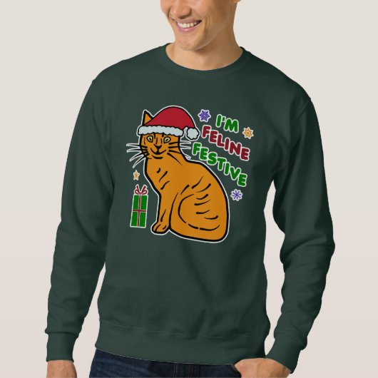 Sweatshirt Amusant laide de Noël Sweater Festive chat jeu de  (Devant)