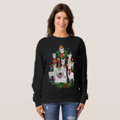 Sweatshirt Amusant Llama sapin de Noël Alpaca lumières de Noë (Devant entier)