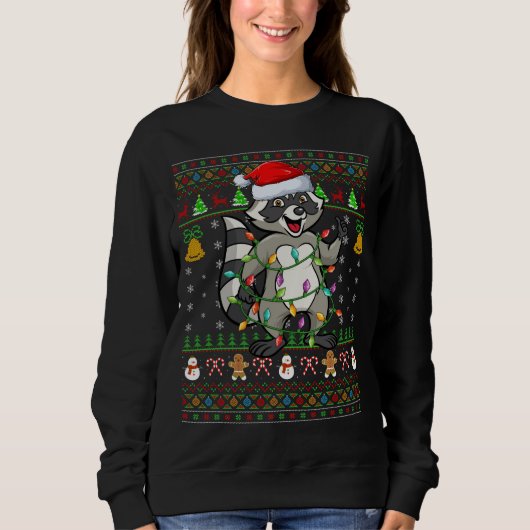 Sweatshirt Amusant Raccoon Xmas Santa Hat Raccoon Ugly Ch (Devant)