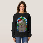 Sweatshirt Amusante Munchkin Chat Père Noël Décor Arbre de No (Devant entier)