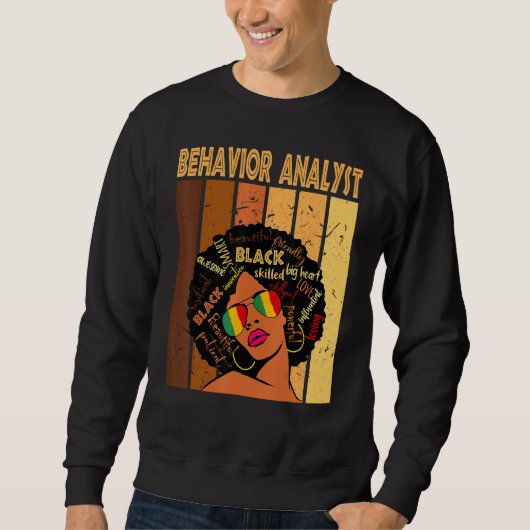 Sweatshirt Analyste de comportement Afro afro-américain Noir (Devant)