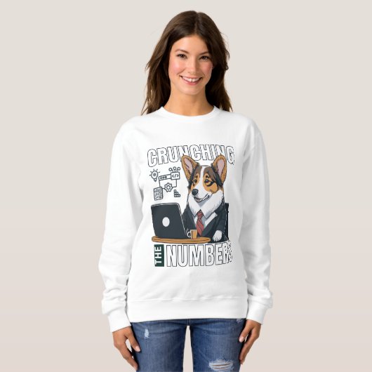Sweatshirt Analyste de corgi mûre en croisant les nombres (Devant entier)