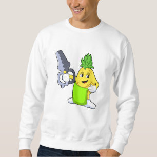 Sweatshirt Ananas comme coiffeur avec ciseaux et razor