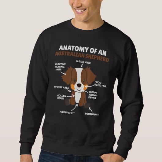 Sweatshirt Anatomie d'un chien berger australien (Devant)