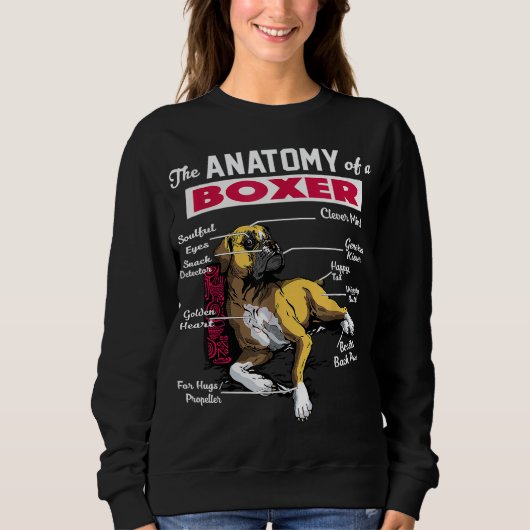 Sweatshirt Anatomie d'un chien de boxe - Drôle pour les amate (Devant)