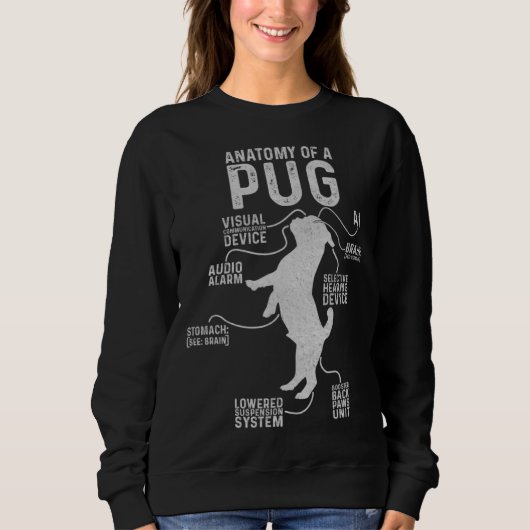 Sweatshirt Anatomy Of A Pug  Pug  Mama Graphic (Devant)