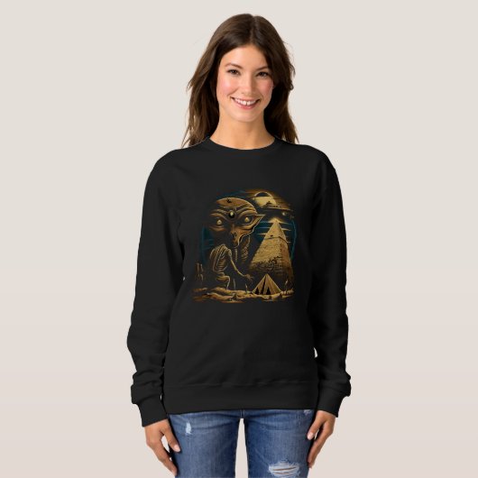 Sweatshirt Ancient Egyptian Pyramids Aliens Space UFO Science (Devant entier)
