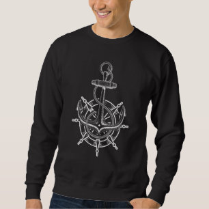 Sweatshirt Ancre bateau Vintage Rétro Voilier Nautique Yachti