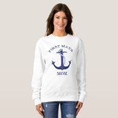 Sweatshirt Ancre Bleue Marine Nautique Premier Mate Maman (Devant entier)