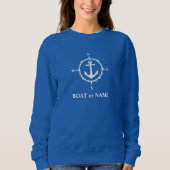 Sweatshirt Ancre de boussole nautique Votre bateau ou nom Ble (Devant)