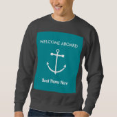 Sweatshirt Ancre nautique Bienvenue à bord Nom du bateau Voil (Devant)