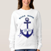 Sweatshirt Ancre Personnalisée Bleu Nautique Bleu Dames Blanc (Devant)