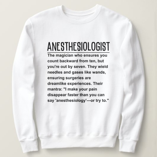 Sweatshirt Anesthésiste (Design devant)