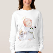 Sweatshirt Ange mignon et chat de bébé de Noël (Devant)