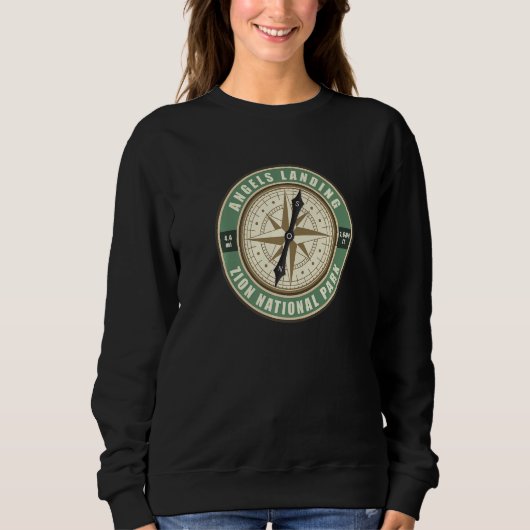 Sweatshirt Angels Landing Trail Utah Hiker Compass Circle Bad (Devant)