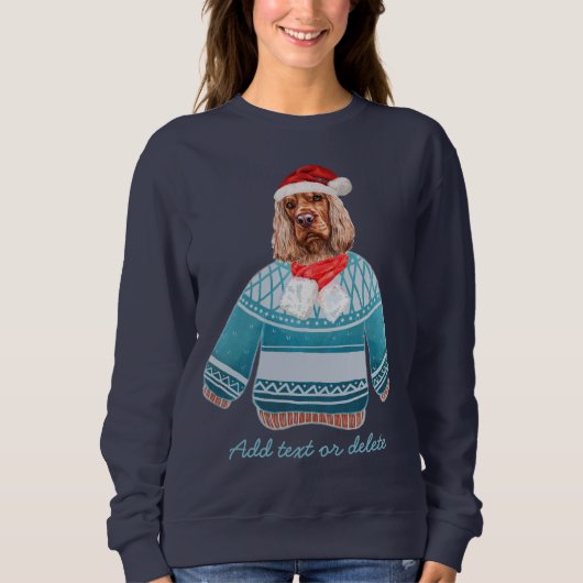 Sweatshirt Anglais Cocker Espagnol Xmas Vilain Chien de Noël  (Devant)