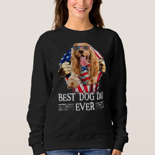 Sweatshirt Anglais Cocker Espaniel Papa Drapeau Américain 4èm (Devant)
