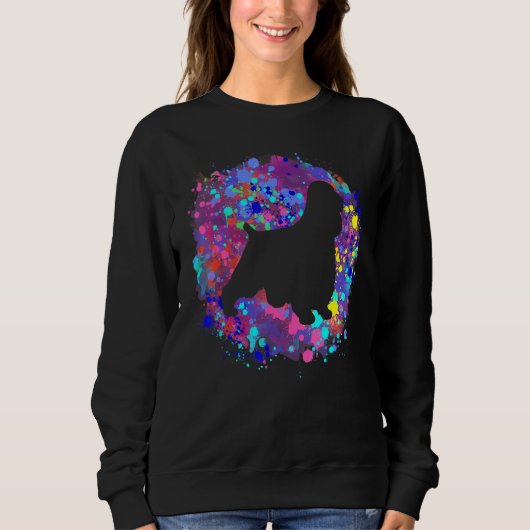 Sweatshirt Anglais Cocker Spaniel Chien Rose Aquarelle Art (Devant)