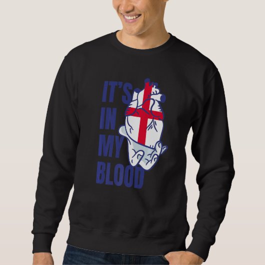 Sweatshirt Anglais Drapeau Heart Veines sang main Angleterre (Devant)