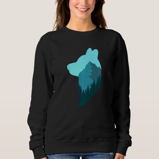 Sweatshirt Animal Motif Wolf Head Silhouette Nature Chien Wol (Devant)