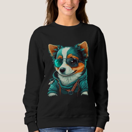 Sweatshirt Animals Dog Cat Owl Fox Cute  2 (Devant)