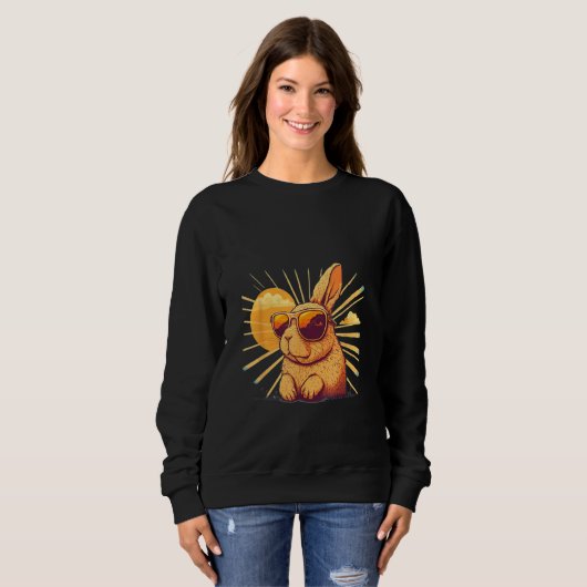 Sweatshirt Animals Graphic  Bunny Wearing Sunglasses 1 (Devant entier)