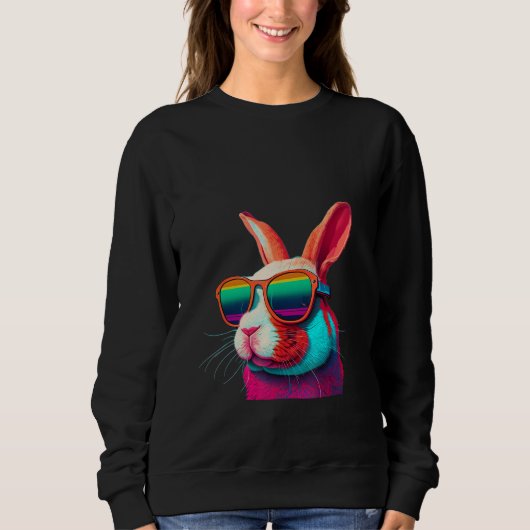 Sweatshirt Animals Graphic Bunny Wearing Sunglasses 3 (Devant)