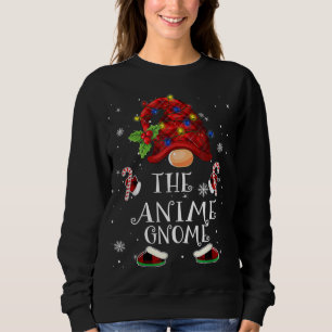 Sweatshirt Anime Gnomo Buffalo Plaid Christmas Tree Light