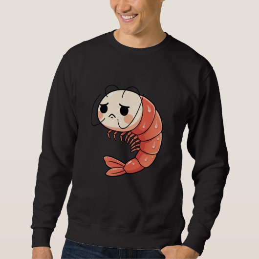 Sweatshirt Anime Kawaii Shrimp Chibi, Cute Grumpy Shrimp Mang (Devant)