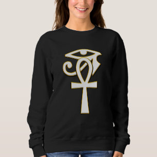 Sweatshirt Ankh Avec L'Oeil De Ra Horus Hiéroglyphes Système 