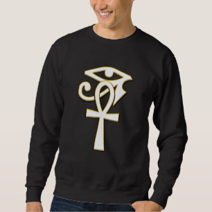 Sweatshirt Ankh Avec L'Oeil De Ra Horus Hiéroglyphes Système 
