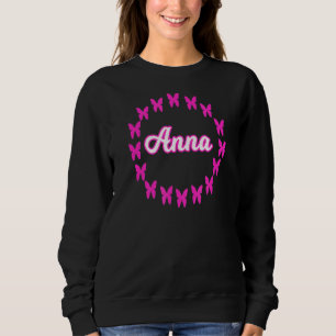 Sweatshirt Anna Nom Avec Papillons Roses